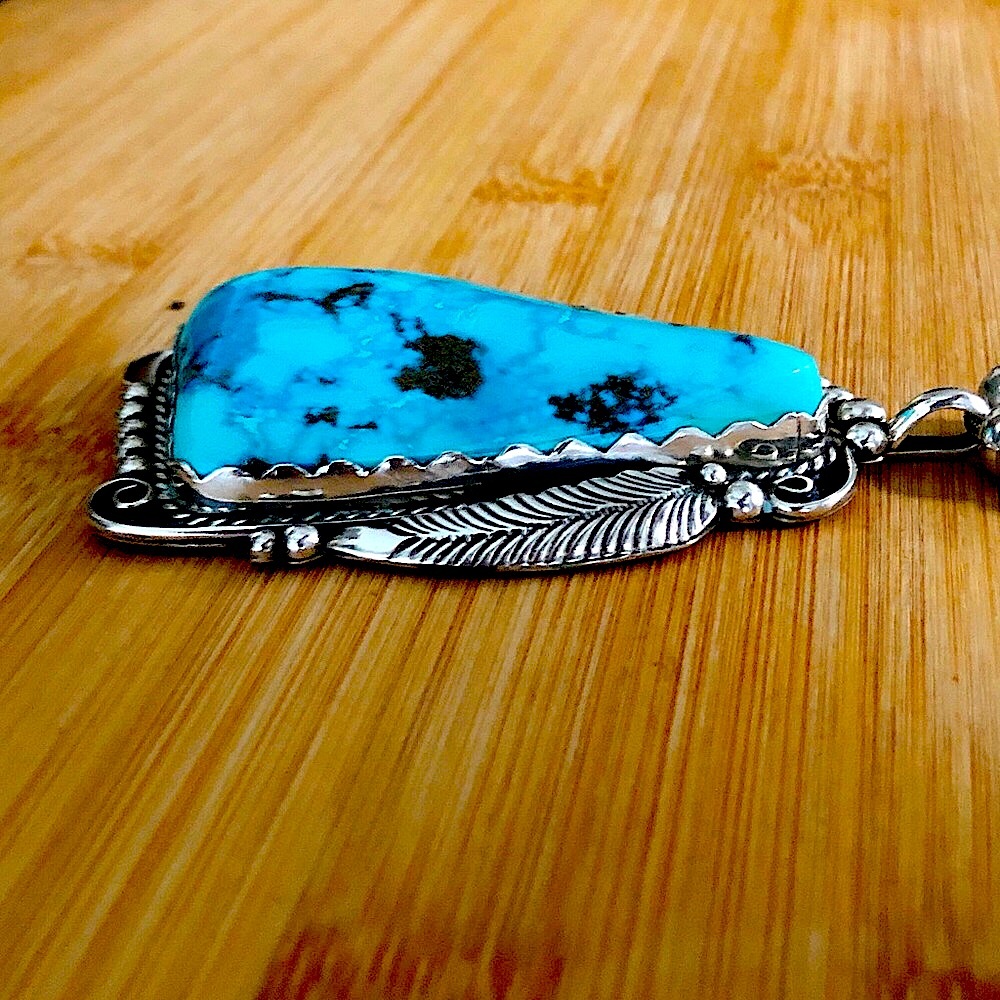 $725 Signed Designer Navajo Pendant & Necklace Marked D. SECATERO STERLING - Picture 7 of 12